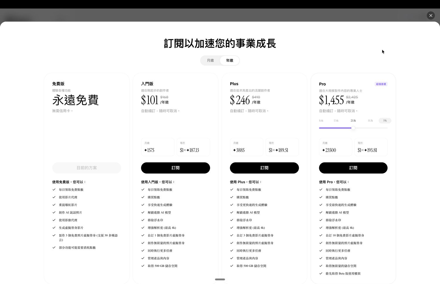 收費：月費 vs 年費